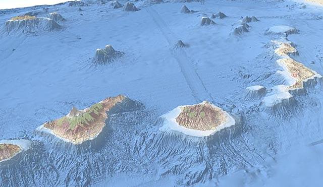 Gentil suposa que Canàries és una prolongació de l'Atles que penetra i sobresurt de l'oceà