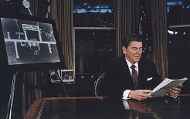 President Reagan signs the Nuclear Waste Policy Act of 1982.