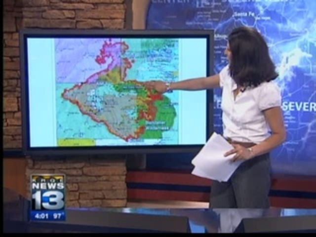Map shows spread of Las Conchas Fire