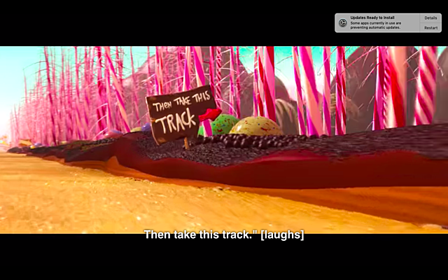 Ralph builds a new track for Vanellope