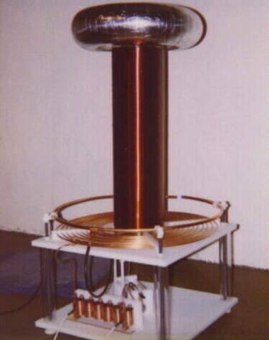 Inventor Nicola Tesla builds the tesla coil