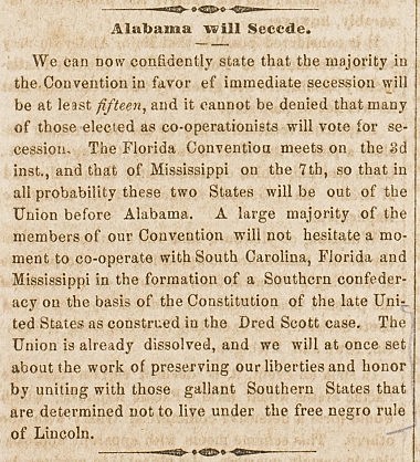 Alabama Secedes from the Union