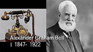 Invención del teléfono por Alexander Graham Bell.