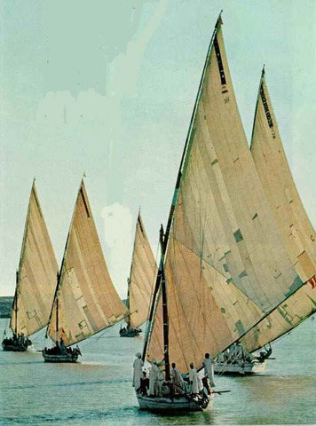 Wind propelled boats along the Nile.   5000 BC