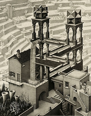 Waterfall (Cascada)-Maurits Cornelis Escher