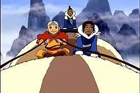 Saka and Katara and Aung are Rinding on Appa