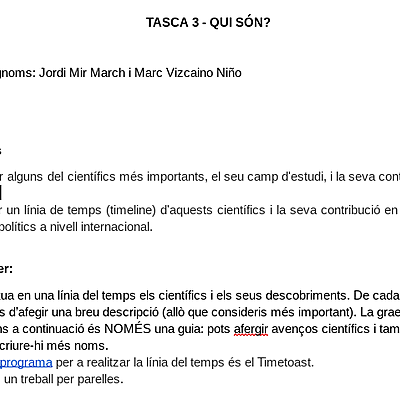 Timeline: CIÈNCIA, personatges Científics (Marc Vizcaino Niño i Jordi Mir March)