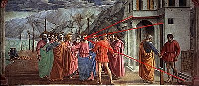 Particolare della cappella Brancacci: Pagamento del Tributo