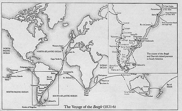 Darwin publica "Viaje de un Naturalista Alrededor de Mundo"