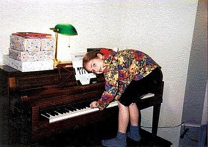 Gaga playing the piano