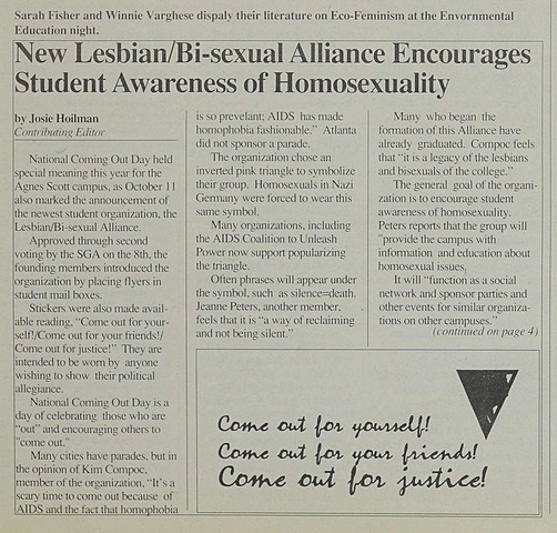 Lesbian/Bi-sexual Associate at Agnes Scott if founded