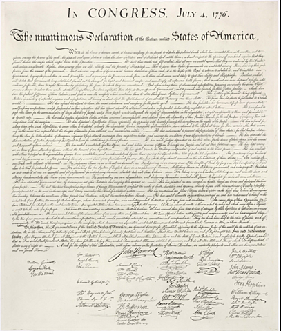 The Declaration of Independence is adopted on July 4, 1776