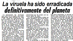 La viruela se decreta erradicada.