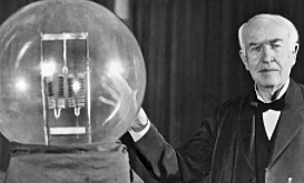 Thomas Edison brings light to the world with the light bulb