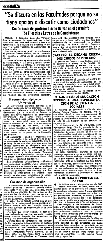 Conferencia de Tierno Galván en la Universidad Complutense de Madrid