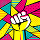 Hand gesture modern pop art vector