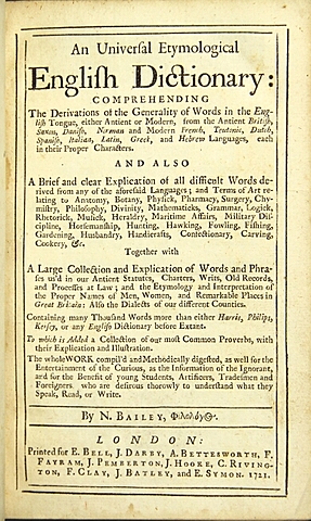 Nathaniel Bailey’s Universal Etymological Dictionary