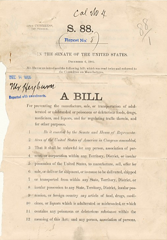 Pure Food & Drug Act and The Meat Inspection Act are passed