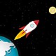 Rocket go to the moon from earth vector 19355931