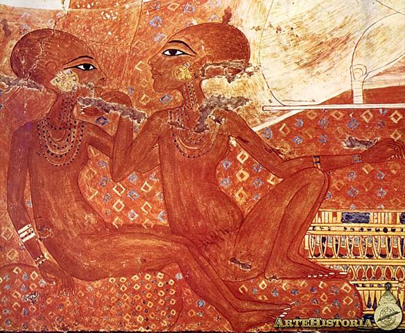 Hijas menores de Akenatón (fresco de Amarna). Dinastia XVIII Imperio Nuevo.
