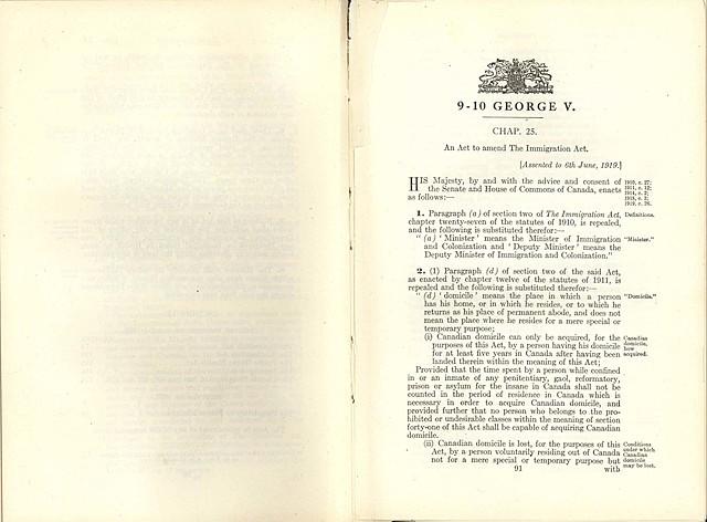 -1 Amendments to Immigration Act in 1919 (Political)