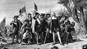 Columbus lands in the new world