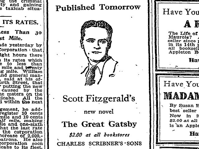 The publication of The Great Gatsby