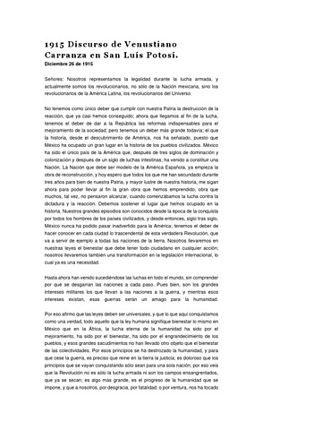 Discurso de Carranza en San Luis Potosí.