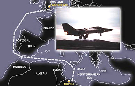 El contundente  ataque naval y aéreo contra Libia