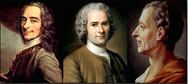 Voltaire, Montesquieu i Rosseau