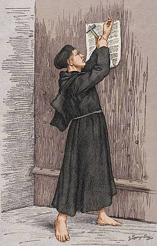 Lutero clava su 95 tesis en el Castillo de Wittemberg