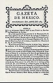 La Gaceta de México y noticias de Nueva España