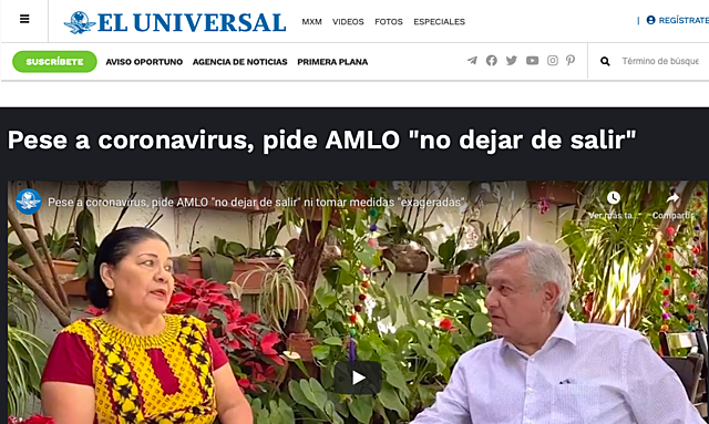 Yo les voy a decir cuando no salgan, pero si pueden y tienen posibilidad económica, sigan llevando a la familia comer, a los restaurantes, a las fondas porque eso es fortalecer la economía: AMLO con 316 casos confirmados