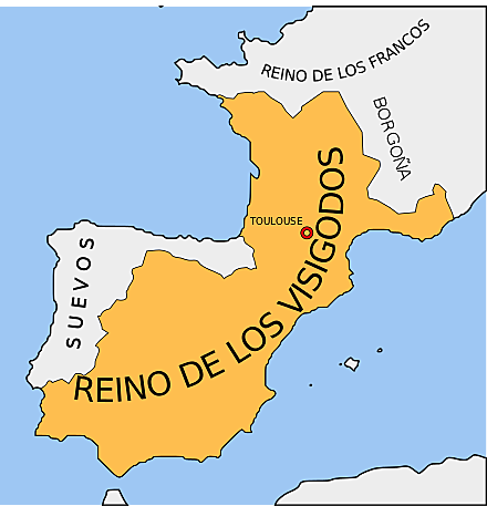 Los visigodos pierden la Galia pero se quedan con Hispania.