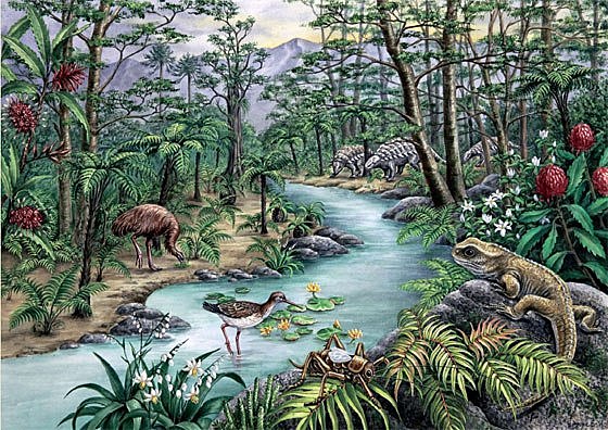 Extinction of dinosaurs, first primates and first flowering plants