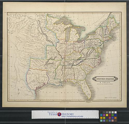 US & TX Map Showing Railways and Canals