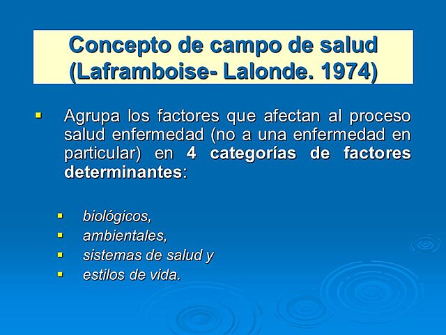 Laframbroise: Concepto de campo de salud.