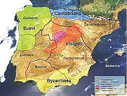 Penetracion de vandalos, alanos y suevos en la Peninsula Ibérica.