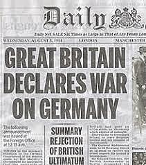 Great Britain declares war on Germany