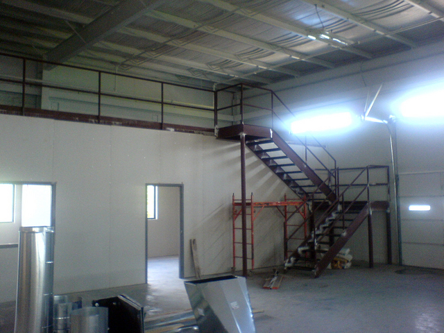 Mezzanine stairs constructed