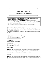 Sanción de la Ley n ° 17.418 sobre seguros