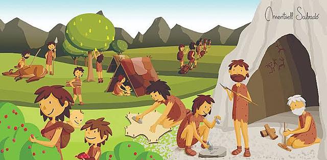 There weren´t houses, they lived in caves.