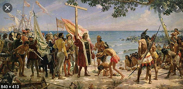 Christopher Columbus makes landfall on an island called Hispañola.