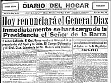 Renuncia de Porfirio Diaz.