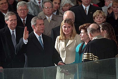 JAN 20, 2001 George Bush is sworn in as the 43rd President of the United States