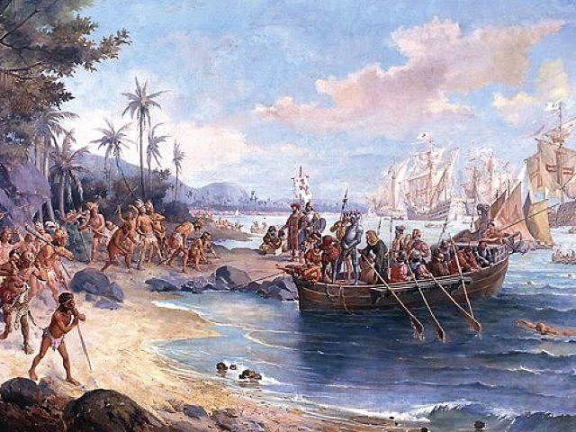 Chegada de Pedro Álvares Cabral nas terras tropicais do Brasil