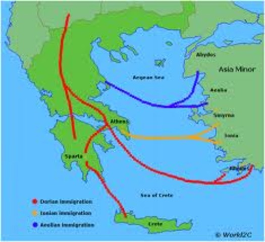 in 1100 BC The Dorians defeated the Mycenaean’s . First Greek settlement formed on the Asia Minor coast.