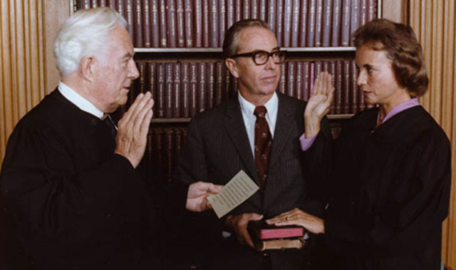Sandra Day O’Connor is sworn in as the first female Supreme Court justice