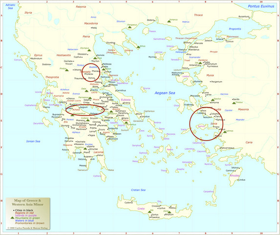 2000 BC Ionian and Achaean Greeks arrive ( first known Greek‐speaking tribes