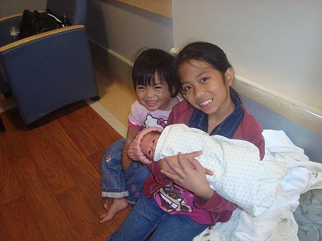 My younger sister was born